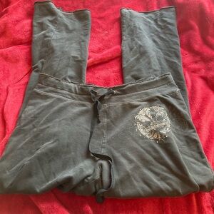 Black Track Pants with Silver Detail